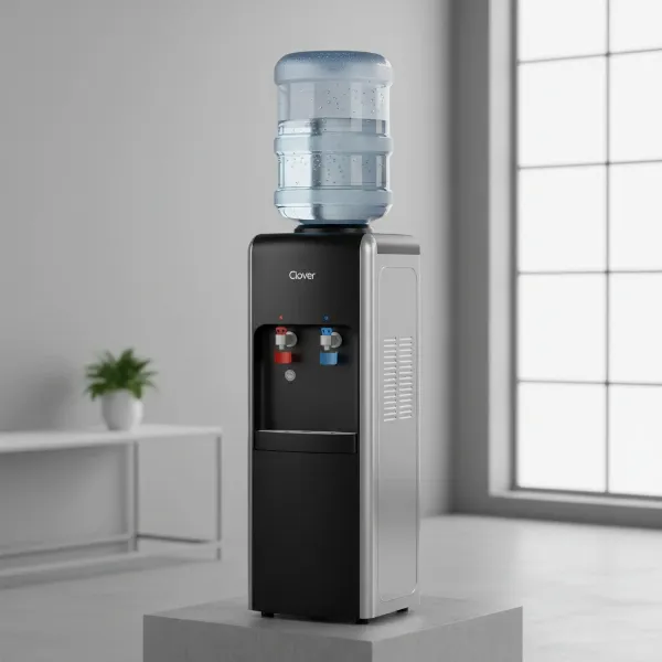 Modern black Clover B14A top-loading water dispenser with 5-gallon bottle.