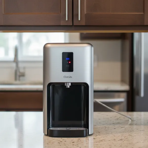 Oasis POU1ACTHSK countertop water cooler in a modern kitchen