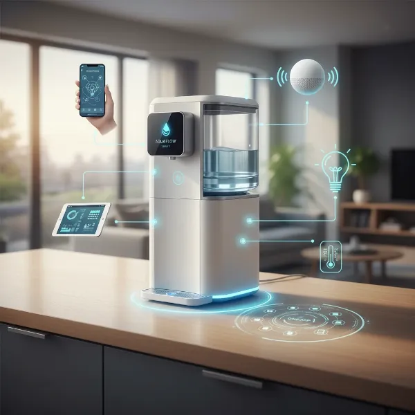 Smart water dispenser integrated into a connected smart home ecosystem via a mobile app