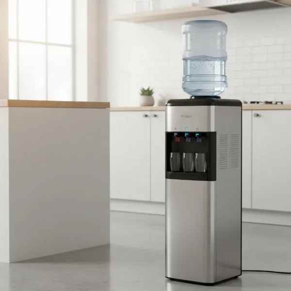 Vitapur Top Load Floor Standing Water Dispenser in a modern kitchen setting